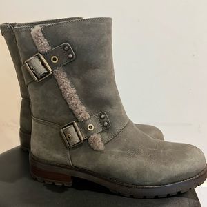 UGG buckle boots with lining, zipper